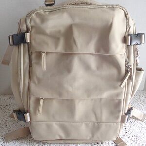 17 inch Travel Laptop Backpack USB Charging Port - Tan - NEW